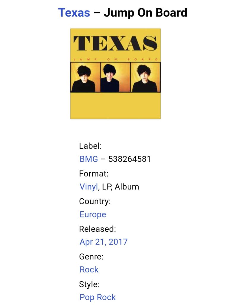 Texas - Jump On Board - 2017.  (LP). 12. Vinyl. Пластинка. Europe. S/S. - фото фото фото 2