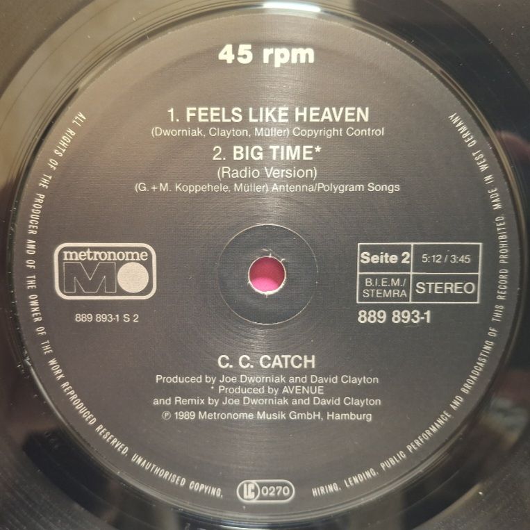 C.C. Catch - Big Time - 1989.    (LP). 12. Vinyl. Пластинка. Germany. - фото фото фото 3