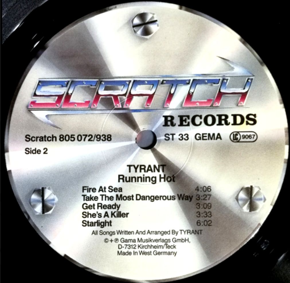 Tyrant - Running Hot - 1986.  (LP). 12. Vinyl. Пластинка. Germany. 1st Press - фото фото фото 3