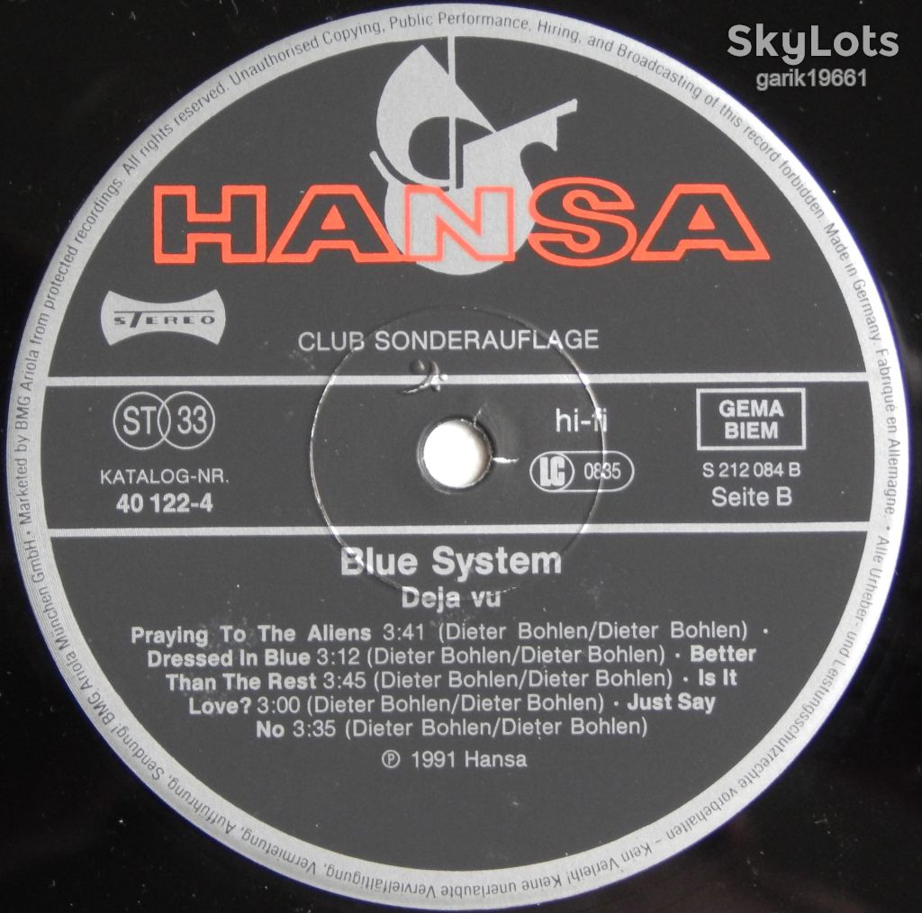 Blue System – Deja Vu  (Hansa – 40 122 4, Germany) EX+/NM- - фото фото фото 3