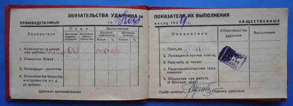 Книжка ударника ВЦСПС 1933 шесть условий - фото фото фото 5