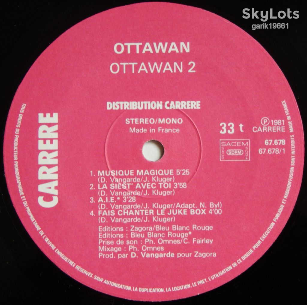 Ottawan – 2  (Carrere – 67.678, France, French Lyrics) EX+/NM- - фото фото фото 2