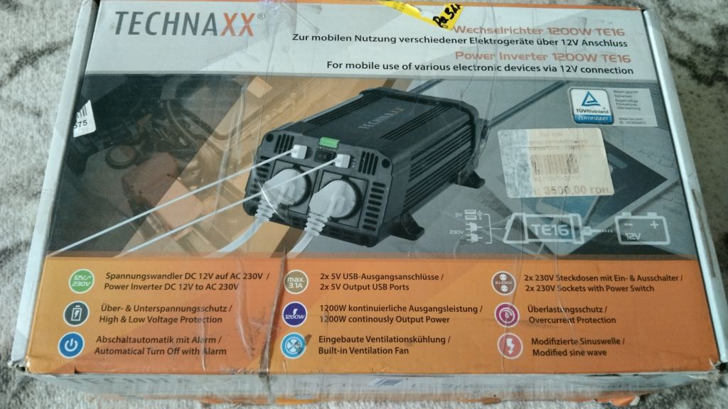 Инвертор  Technaxx 1200W TE16  Модифікована синусоїда. - фото фото фото 5