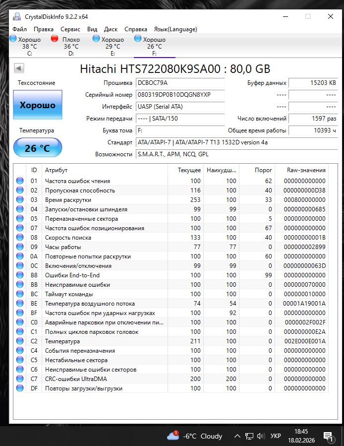 Жорсткий диск SATA  80GB 2.5" хороший стан - фото фото фото 1