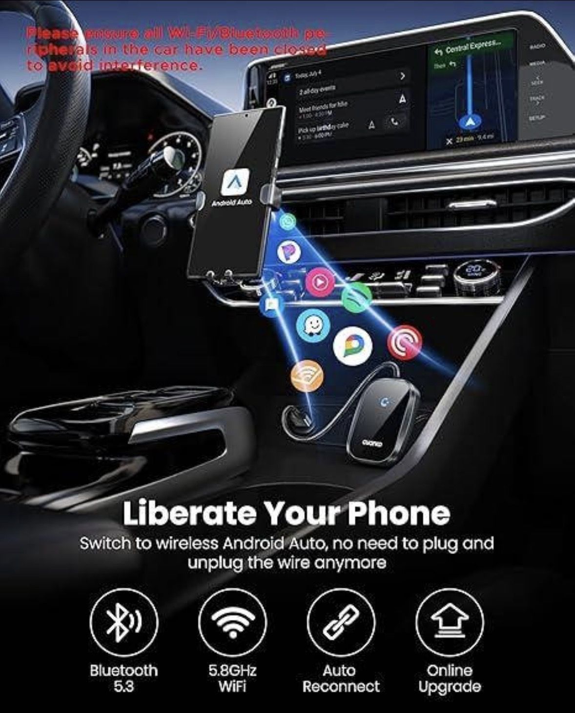 Бездротовий адаптер Android Auto CUARKO, plug and play. - фото фото фото 4