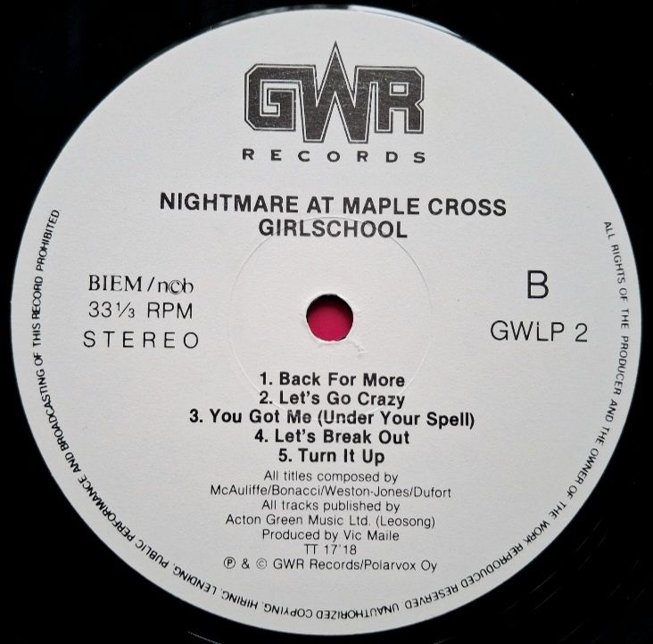 Girlschool - Nightmare At Maple Cross - 1986.  (LP). 12. Vinyl. Пластинка. Scandinavia. - фото фото фото 3