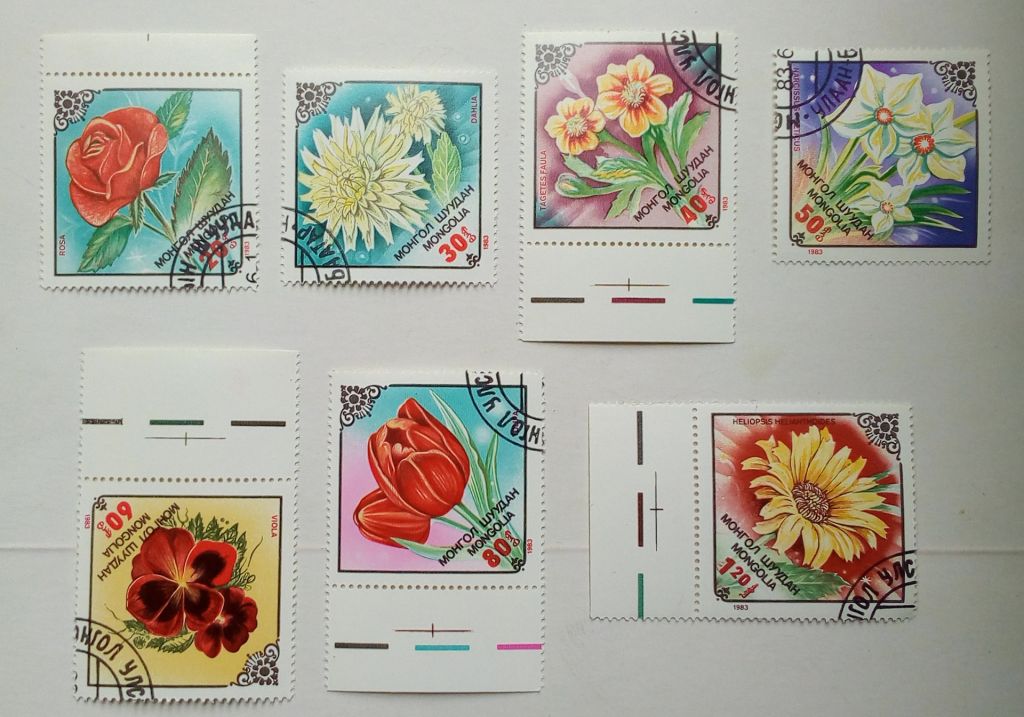Монголия 1983 Цветы, гашеные - фото фото фото 0