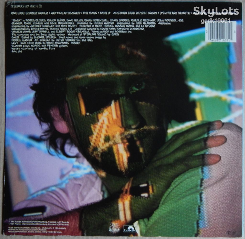 Roger Glover ‎– Mask  (Polydor ‎– 821 063-1, Germany) EX+/NM- - фото фото фото 1