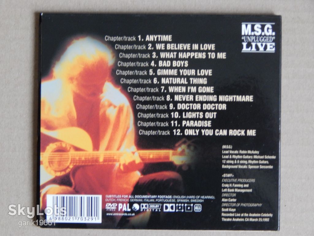 M.S.G. ‎– "Unplugged" Live (DVD, Unofficial Release, Digipak) - фото фото фото 1