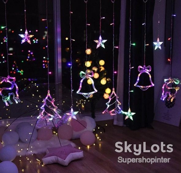 Гирлянда штора Мульти с формами колокольчики 12 PCS light RGB - фото фото фото 0