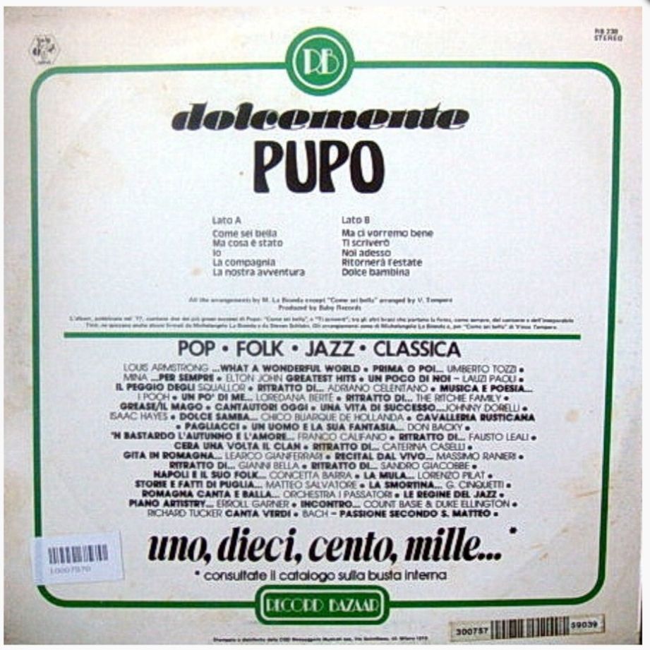 Pupo - Come Sei Bella / Dolcemente - 1977.  (LP). 12. Vinyl. Пластинка. Italy - фото фото фото 1