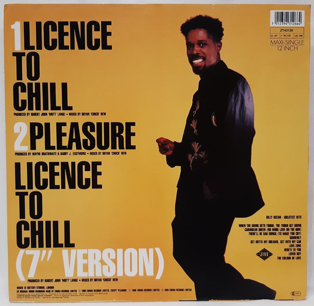 Billy Ocean - Licence To Chill - 1989.  (EP). 12. Vinyl. Пластинка. Germany - фото фото фото 1