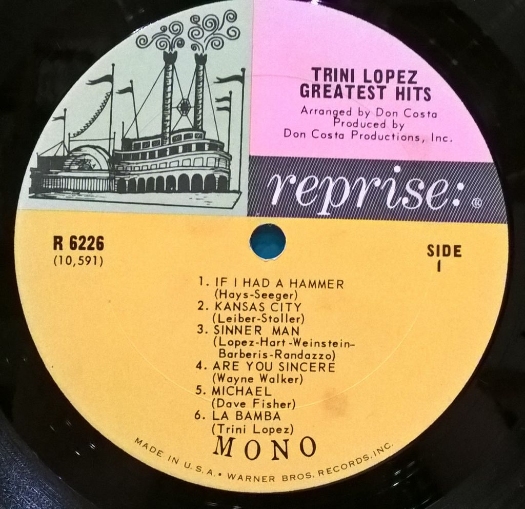 Trini Lopez - Greatest Hits! - 1963-66.  (LP). 12. Vinyl. Пластинка. U.S.A. - фото фото фото 5
