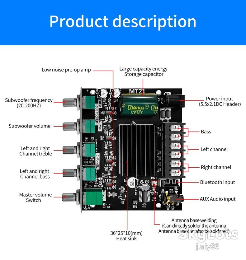 Підсилювач ZK-MT21  50W*2+100W - фото фото фото 2