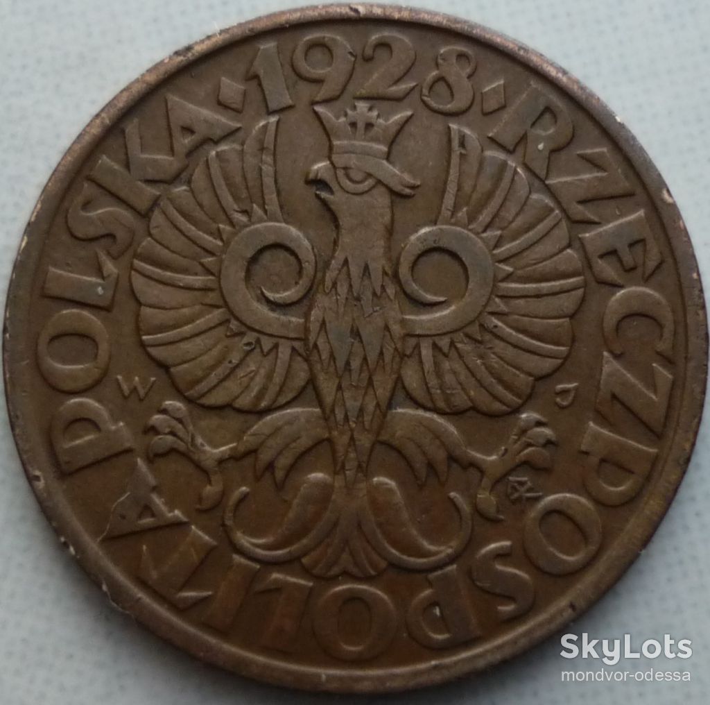 Польша 5 грошей 1928 XF= 5$     ( цены по "Краузе" 2005г. для справки)  11/04п05 - фото фото фото 2