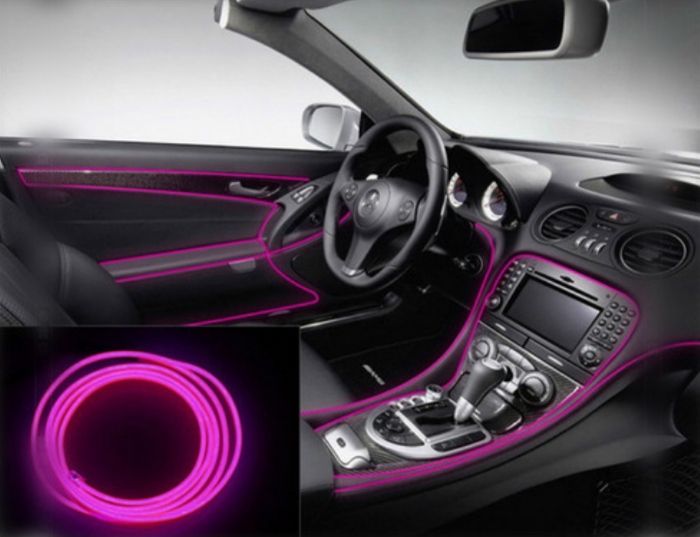 Підсвітка неонова для авто від прикурювача Декоративна світлодіодна стрічка рожева 5 м - фото фото фото 0