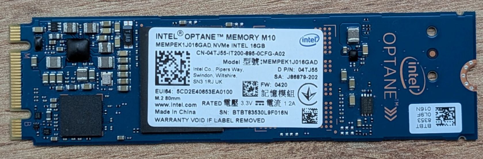 Накопичувач SSD Intel Optane Memory M10 MEMPEK1J016GAD 16GB M.2 2280 NVMe - фото фото фото 0