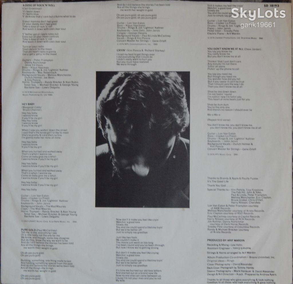 Ringo Starr – Ringo's Rotogravure  (Atlantic – SD 18193, US) inner sleeve EX+/EX+ - фото фото фото 3