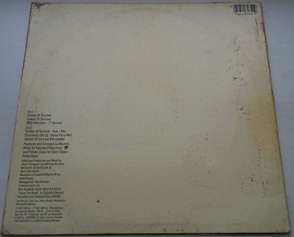 EARTH, WIND &amp; FIRE System Of Survival  (12" Mixes) VG+/VG - фото фото фото 1