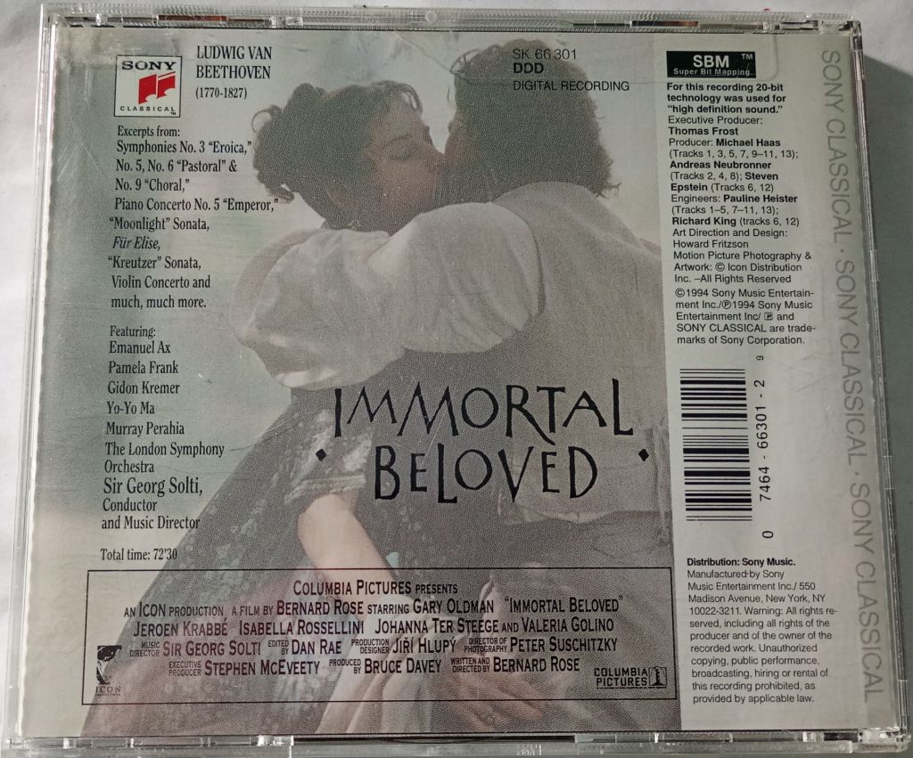 LUDWIG VAN BEETHOVEN  Immortal Beloved  (Original Motion Picture Soundtrack) CD US - фото фото фото 2