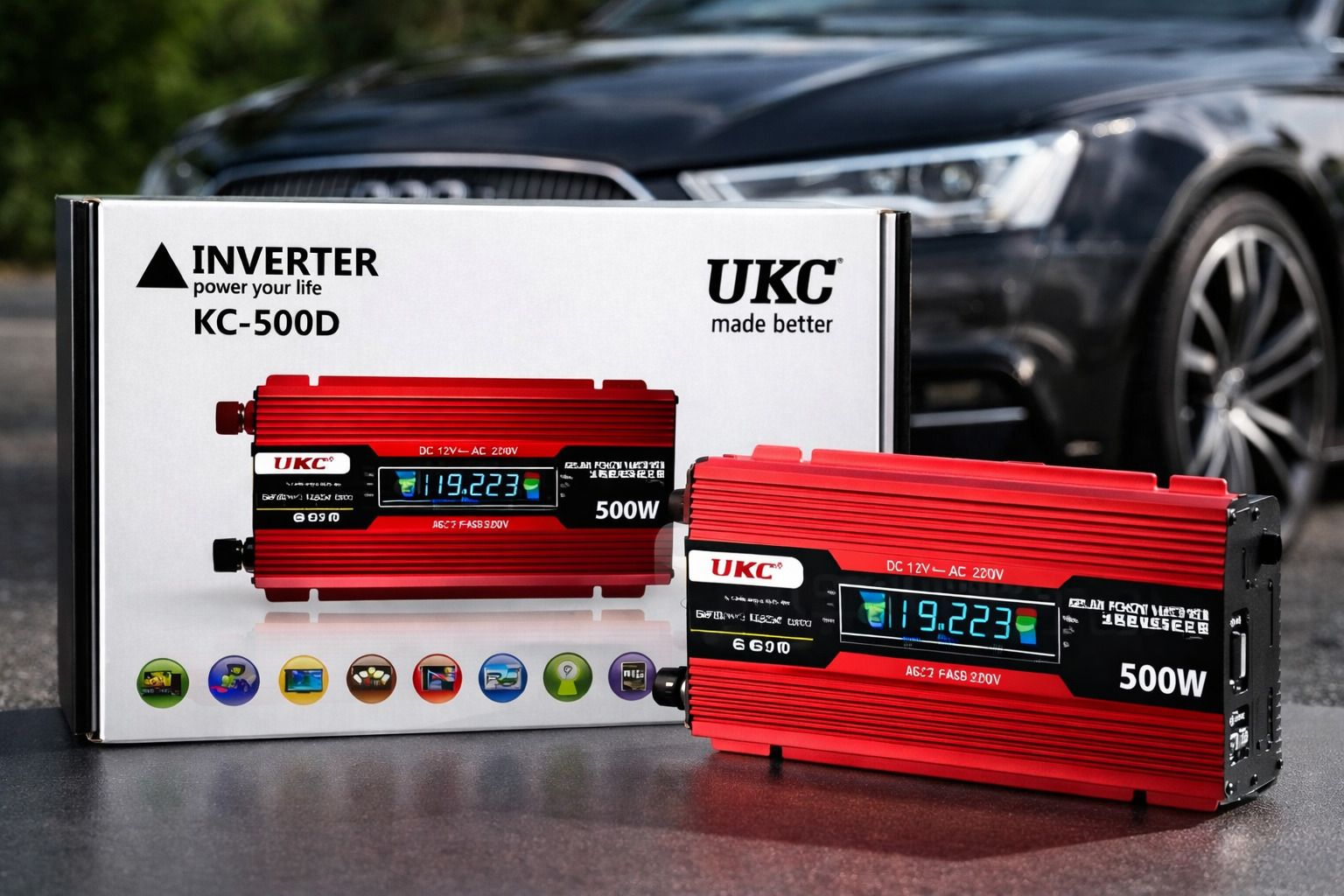 Перетворювач AC/DC KC-500D 500W+lcd, Інвертор у машину - фото фото фото 0