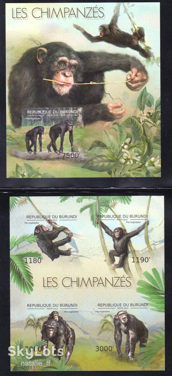 Фауна Бурунди 2012 г MNH - б/з - 2а блока - приматы - фото фото фото 0