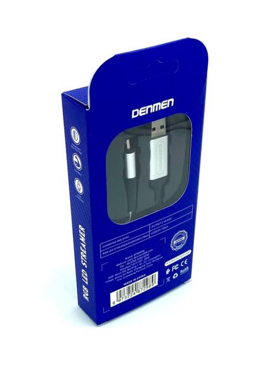 USB кабель, що світиться DENMEN D25V 2.4A RGB LED Micro USB - фото фото фото 1