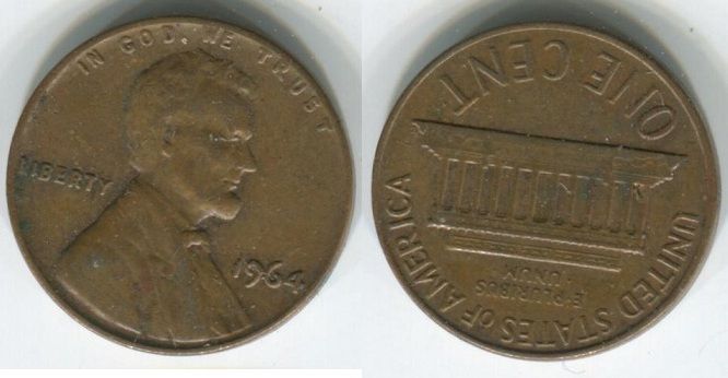 США  1 цент 1964  г. - фото фото фото 0