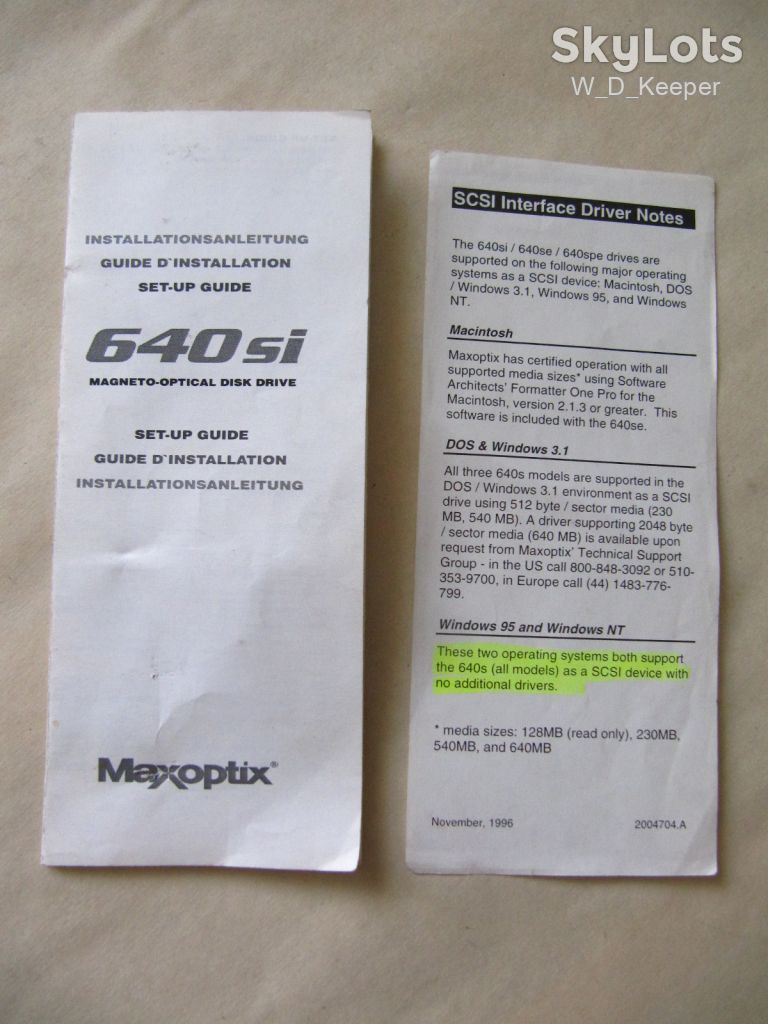 Maxoptix 640SI Magneto-optical disk drive setup guide - фото фото фото 0