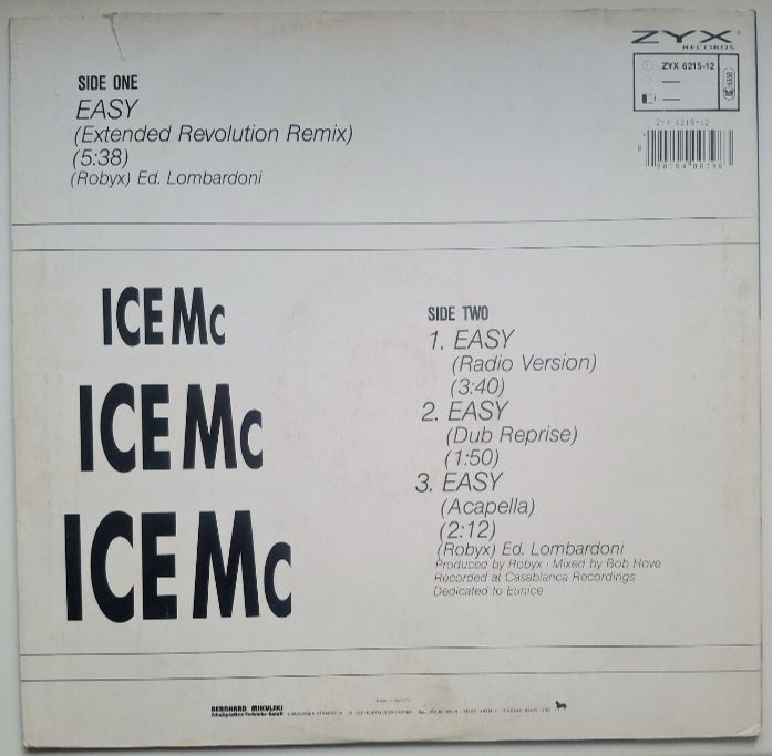 Ice MC - Easy - 1989.  (EP) 12. Vinyl. Пластинка. Germany. - фото фото фото 1