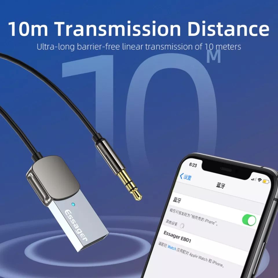 НОВЫЙ Адаптер Essager Bluetooth Aux с USB на 3,5 мм для автомобиля - фото фото фото 1