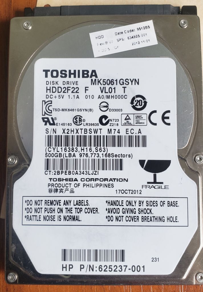 HDD 2'5 Toshiba MK5061GSYN   (9) - фото фото фото 0