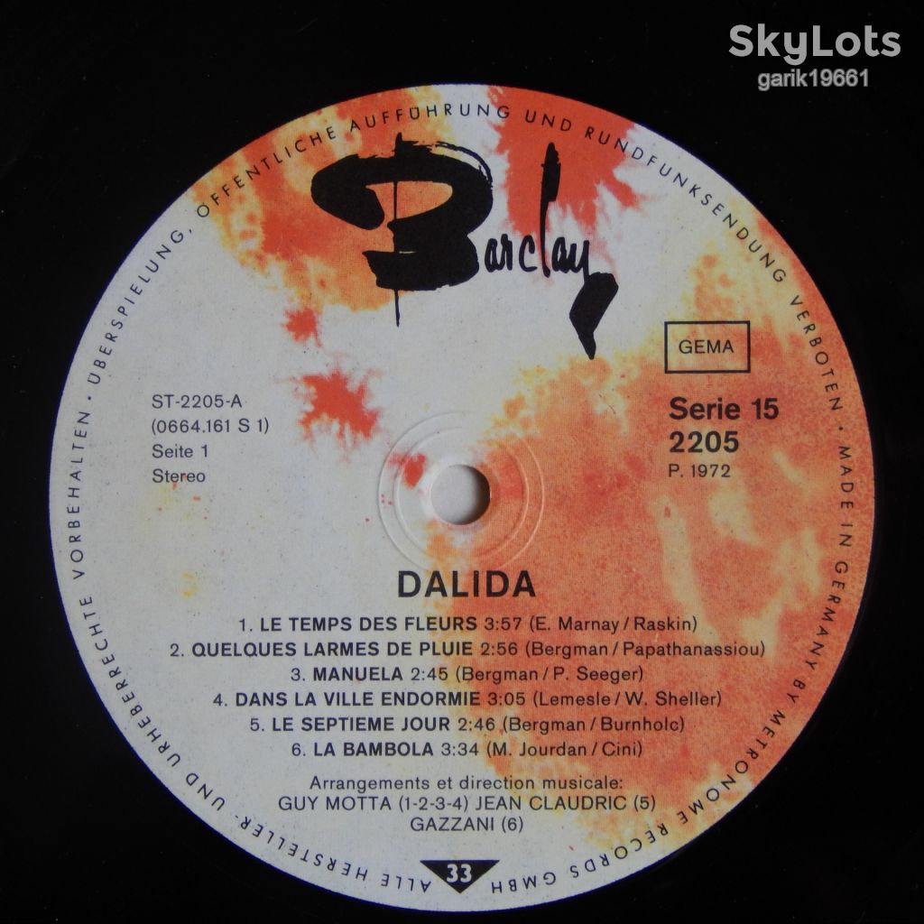 Dalida – Le Temps Des Fleurs  (Barclay – 2205, Germany) EX+/NM- - фото фото фото 2
