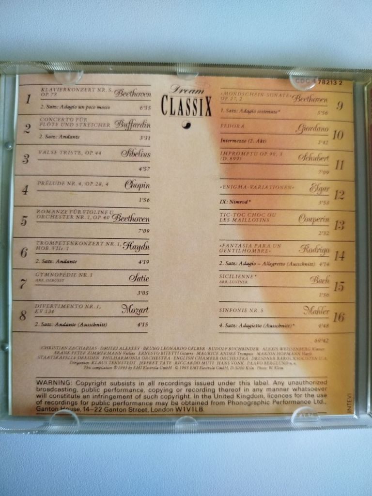 CD диск Dream Classix Vol. 2  (EMI) – класична музика, оригінал - фото фото фото 4
