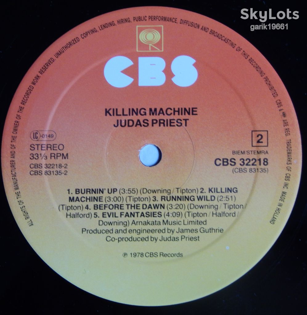 Judas Priest – Killing Machine  (CBS – CBS 83135, Holland) EX+/NM- - фото фото фото 3