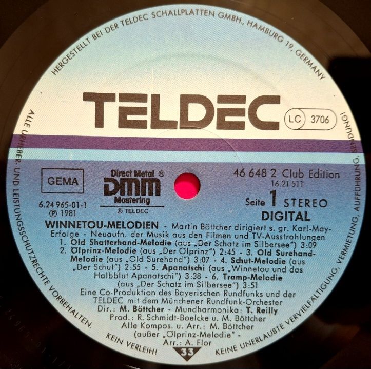 Martin Bottcher - Winnetou Melodien. Soundtrack - 1981.  (LP). 12. Vinyl. Пластинка. Germany. - фото фото фото 2