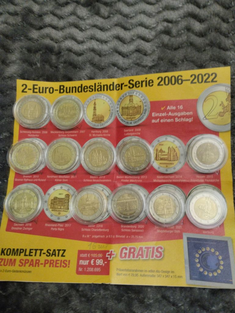 Монеты 2 Евро архитектура, Германия. Действующие, 12шт. - фото фото фото 0