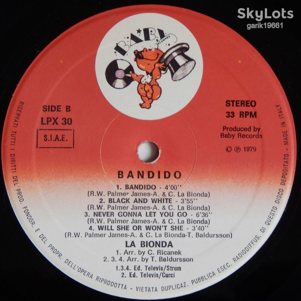 La Bionda - Bandido  (Baby Records – LPX 30, Italy) EX+/EX+ - фото фото фото 4