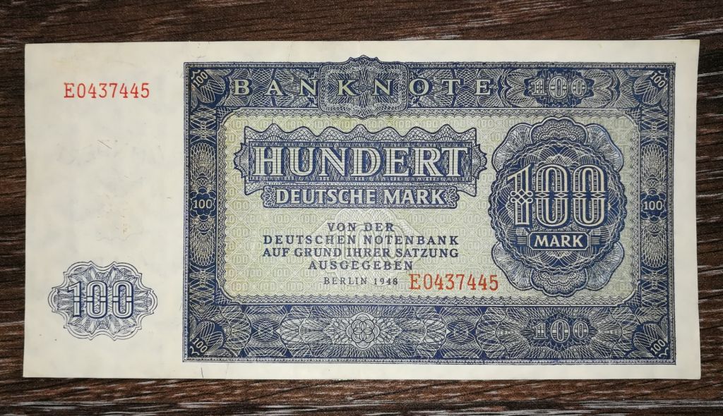 DDR НДР ГДР 100 німецьких марок DM 1948. Зклеєна - фото фото фото 0