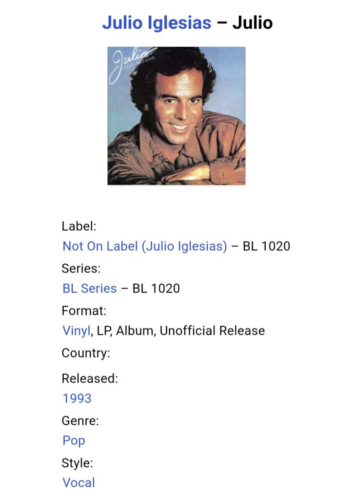 Julio Iglesias - Julio - 1983.  (LP). 12. Vinyl. Пластинка. Rare. - фото фото фото 4