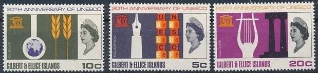Острова Гилберта и Эллис Елизавета II 20 лет ЮНЕСКО 1966 - фото фото фото 0
