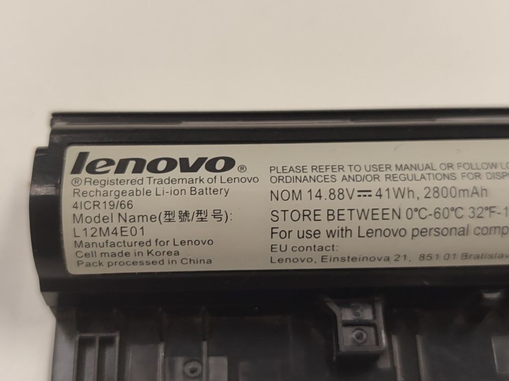 Батарея оригінал  (неробоча) Lenovo L12M4E01  (4ICR19/66) - фото фото фото 2