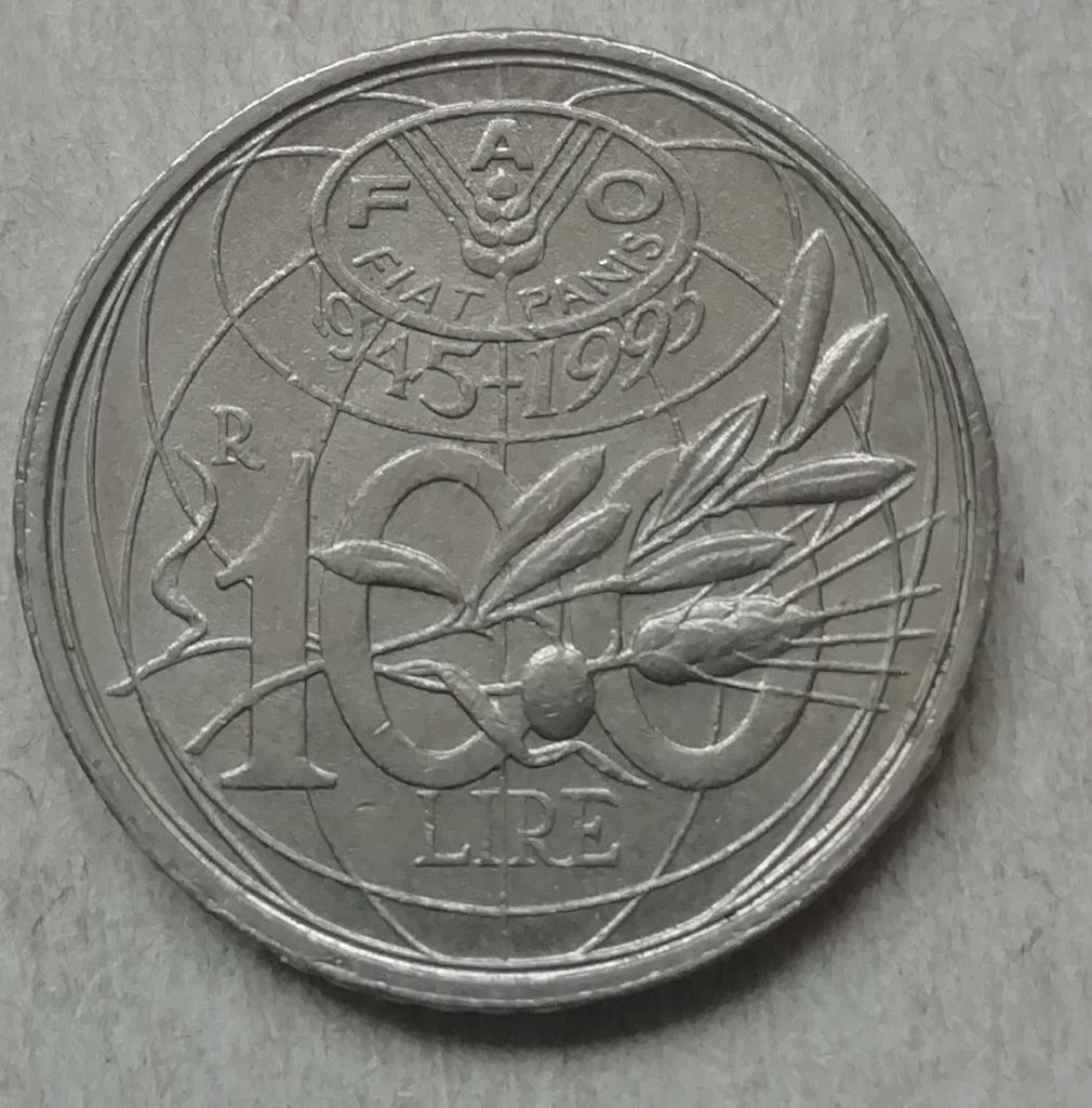 Италия 100 лир 1995 Продовольственная программа ФАО - фото фото фото 1