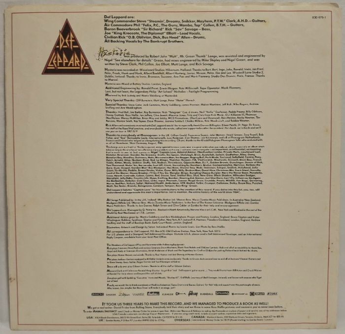 Def Leppard - Hysteria - 1987.  (LP). 12. Vinyl. Пластинка. Canada. - фото фото фото 3