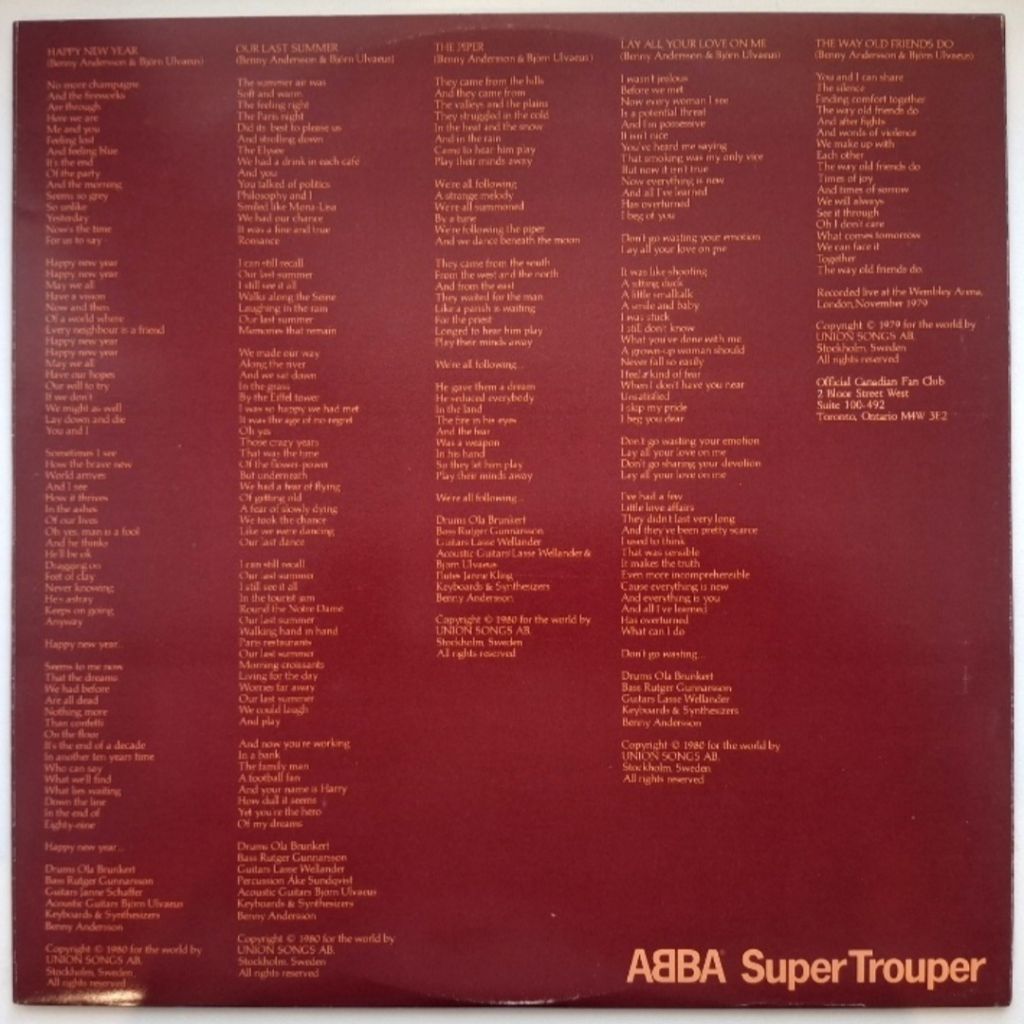 ABBA - Super Trouper - 1980.    (LP). 12. Vinyl. Пластинка. Canada. - фото фото фото 3