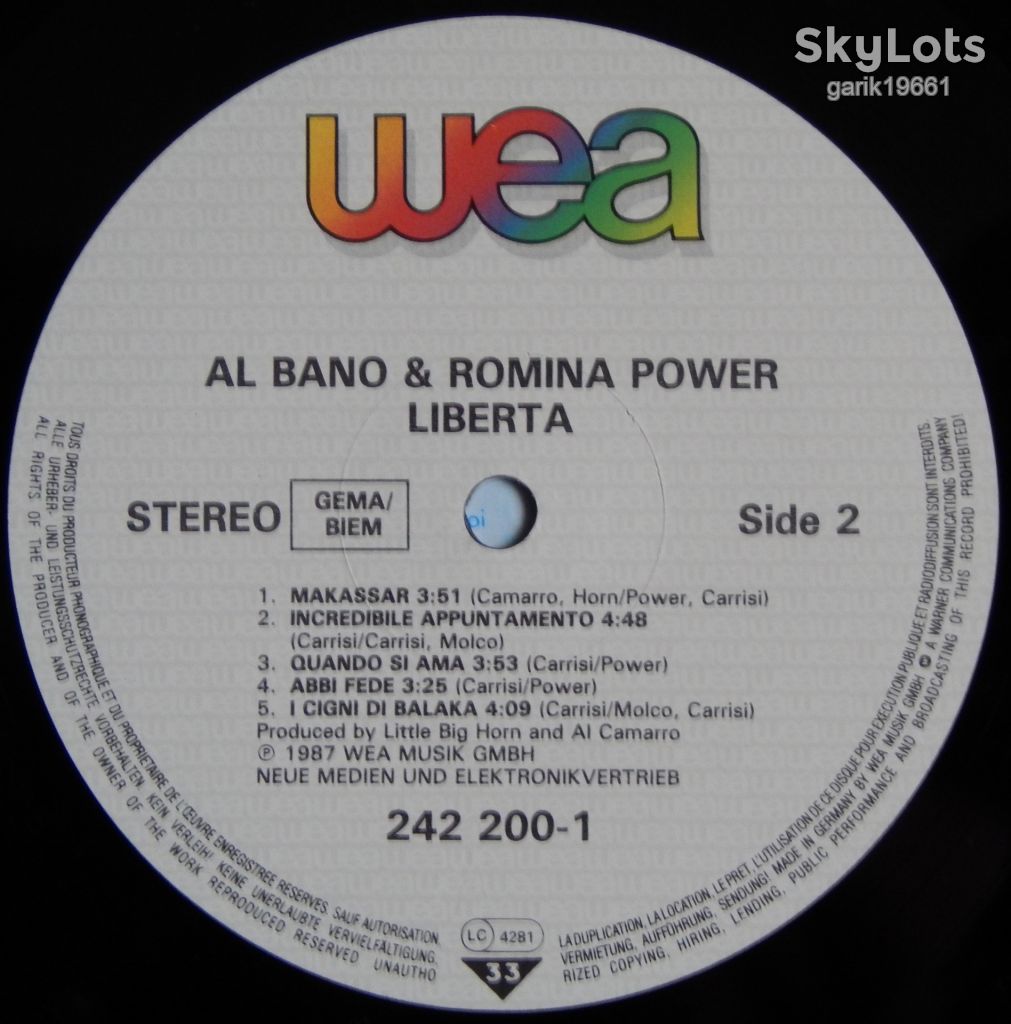 Al Bano &amp; Romina Power – Liberta!  (WEA – 242 200-1, Germany) insert NM-/NM- - фото фото фото 4