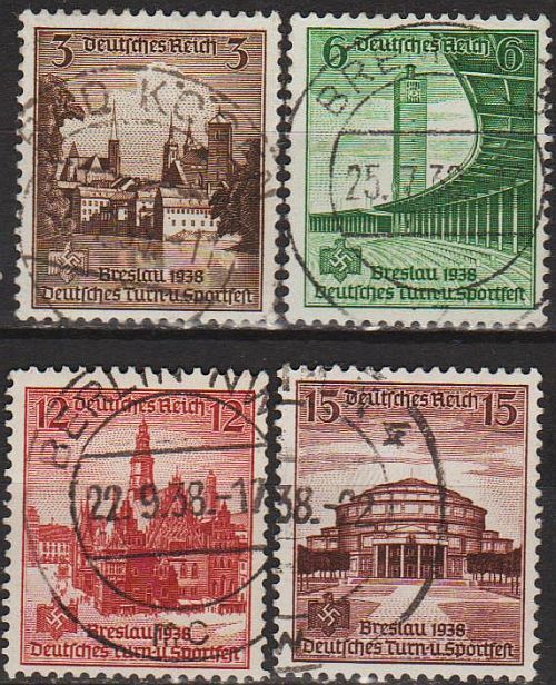 1938 - Рейх - Спортивний турнір у Бреслау Mi.665-68 _гаш - фото фото фото 0