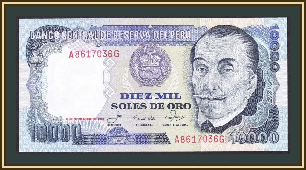 Перу 10000 солей 1981 P-124 UNC - фото фото фото 0