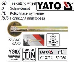 Ролик плиткореза YATO 22х6х2 мм YT-3712 - фото фото фото 0