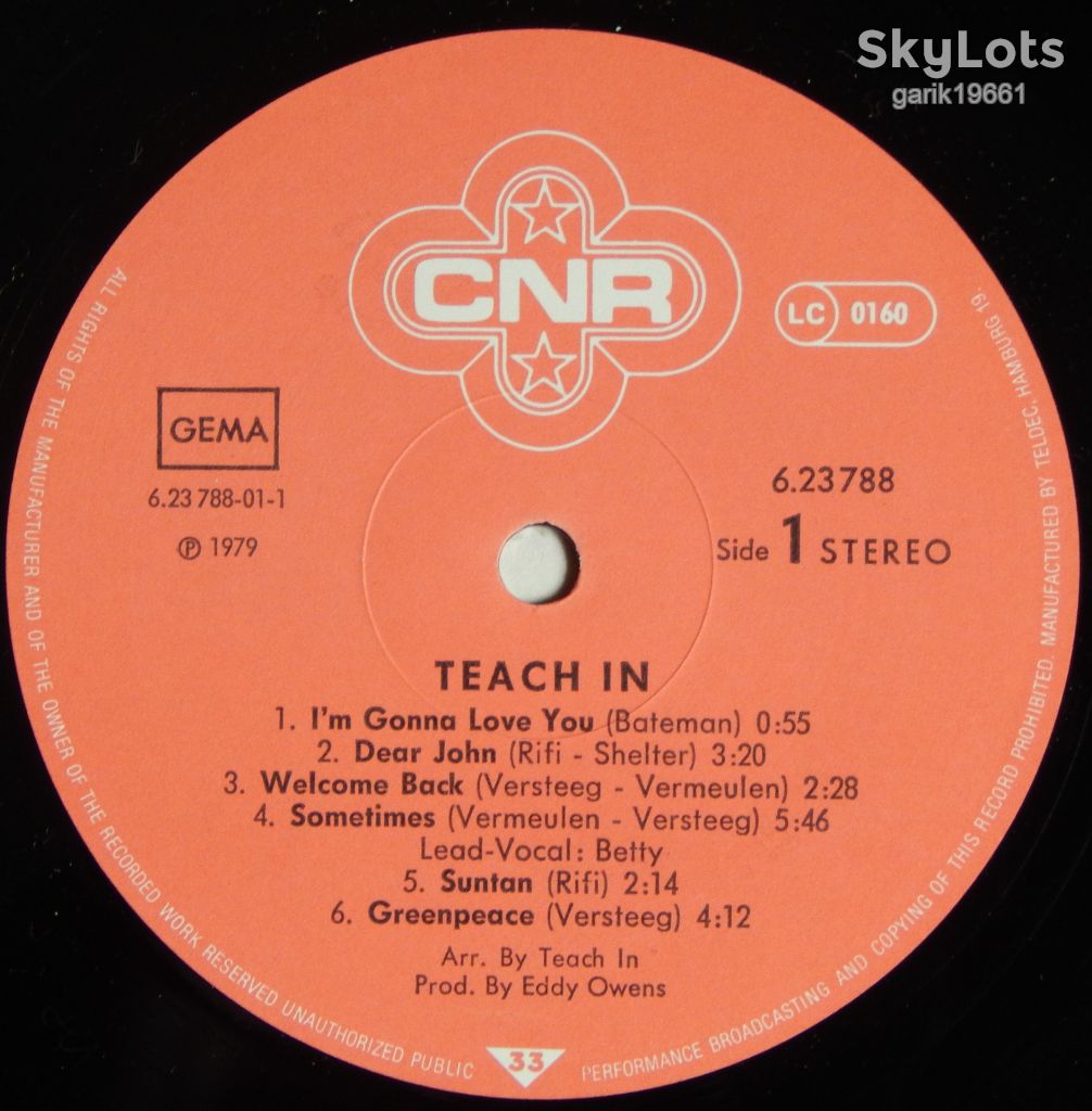 Teach In – Teach In  (CNR – 6.23788. Germany) EX+/NM- - фото фото фото 2